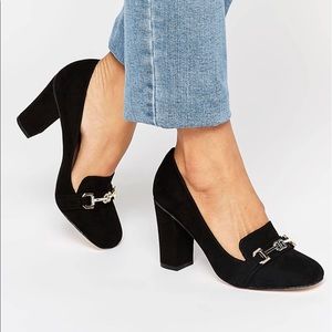 Vero Cuoio Suede Black Loafer Heels